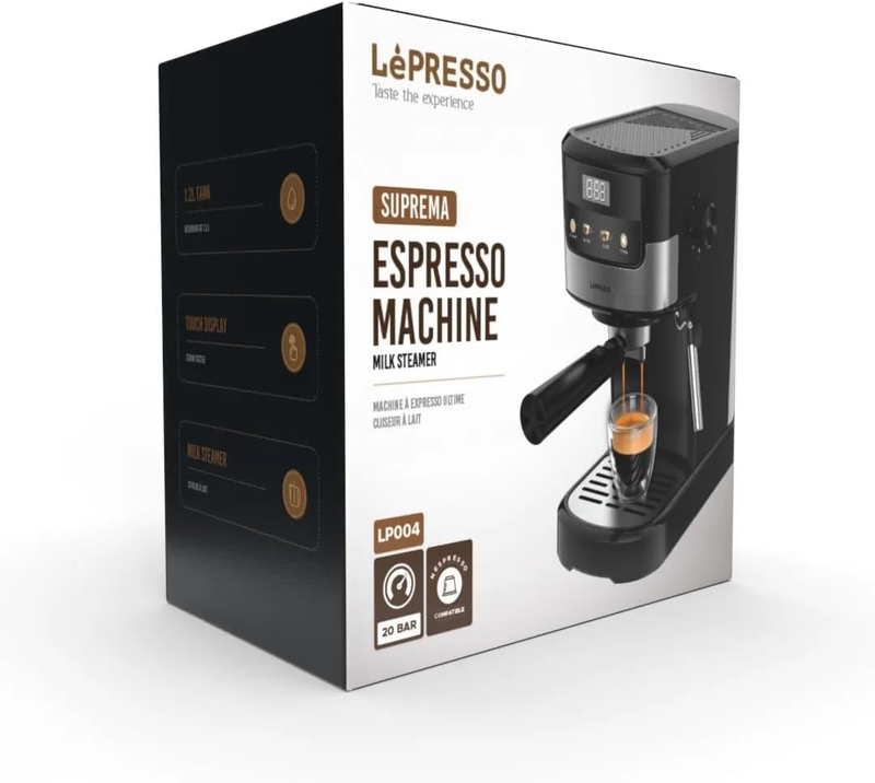 LePresso Suprema 20 Bar 2 cups dualstainless steel filter Coffee Machine - Black
