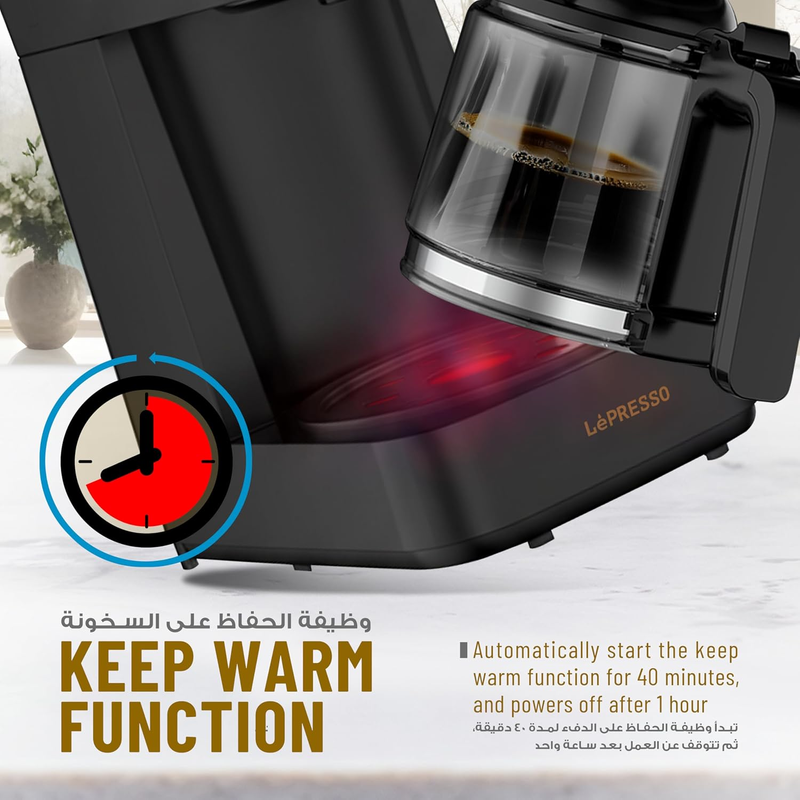LePresso Rich Brew Drip Coffee Maker 1.25L Jar 900W- Black