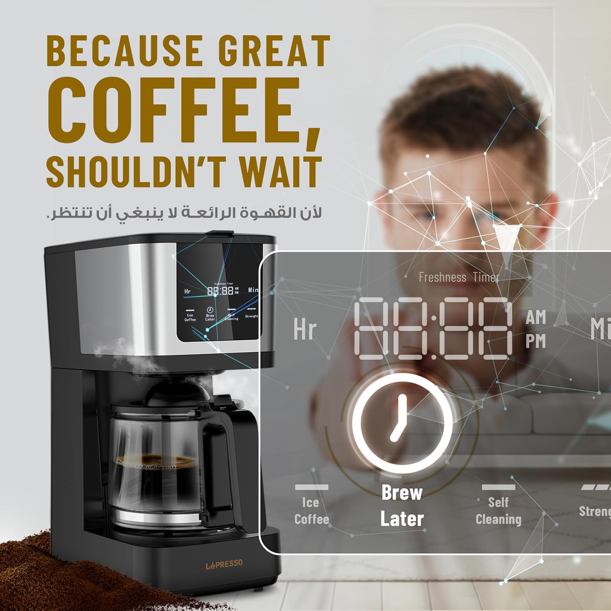LePresso Rich Brew Drip Coffee Maker 1.25L Jar 900W- Black