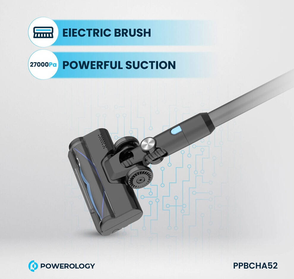 Powerology Cordless Vaccum Cleaner with Detachable Battery - BlacK