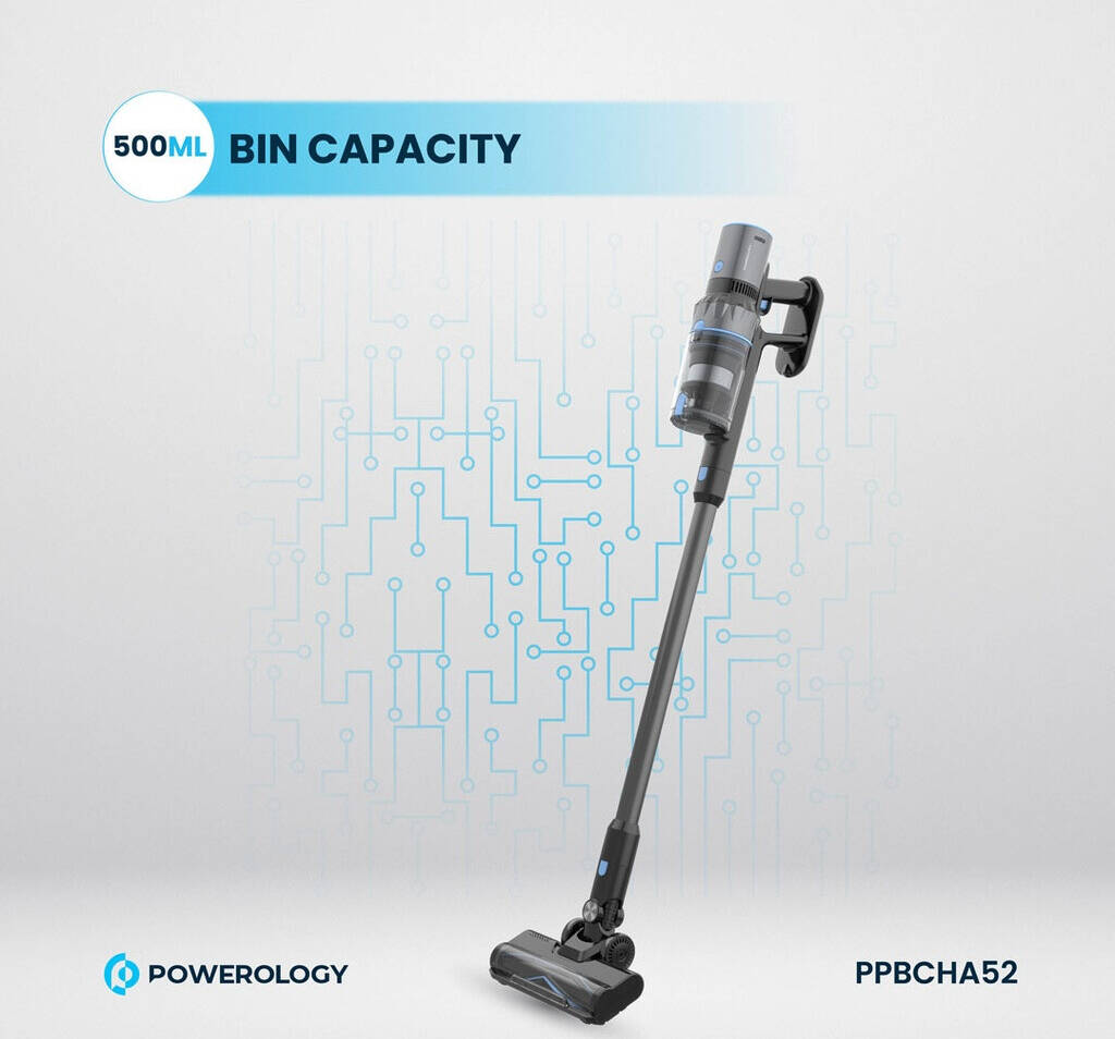 Powerology Cordless Vaccum Cleaner with Detachable Battery - BlacK