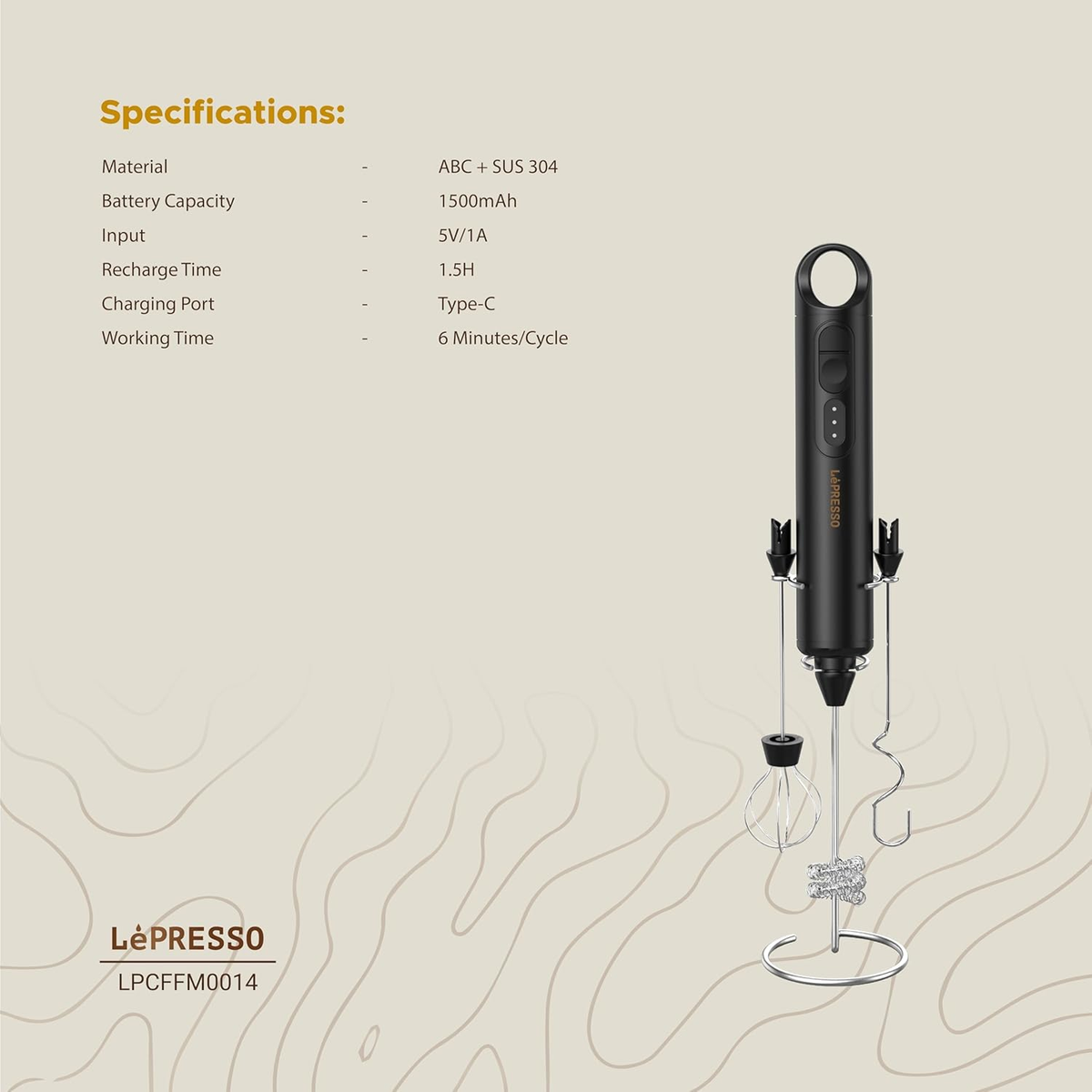 LePresso 3in1 Frother 6500RPM Speed Motor 1500MAH