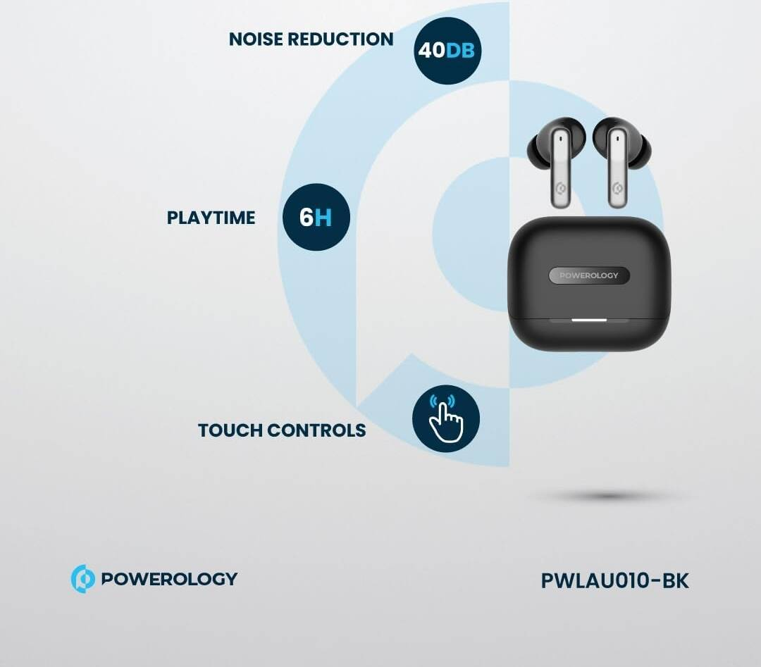 Powerology Hybrid ANC+ENC 6Mic Earphone