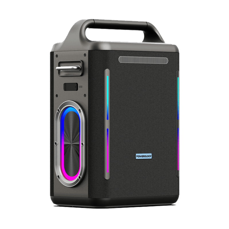 Powerology TWS Karaoke Speaker 200W with Mic and Remote - Silver