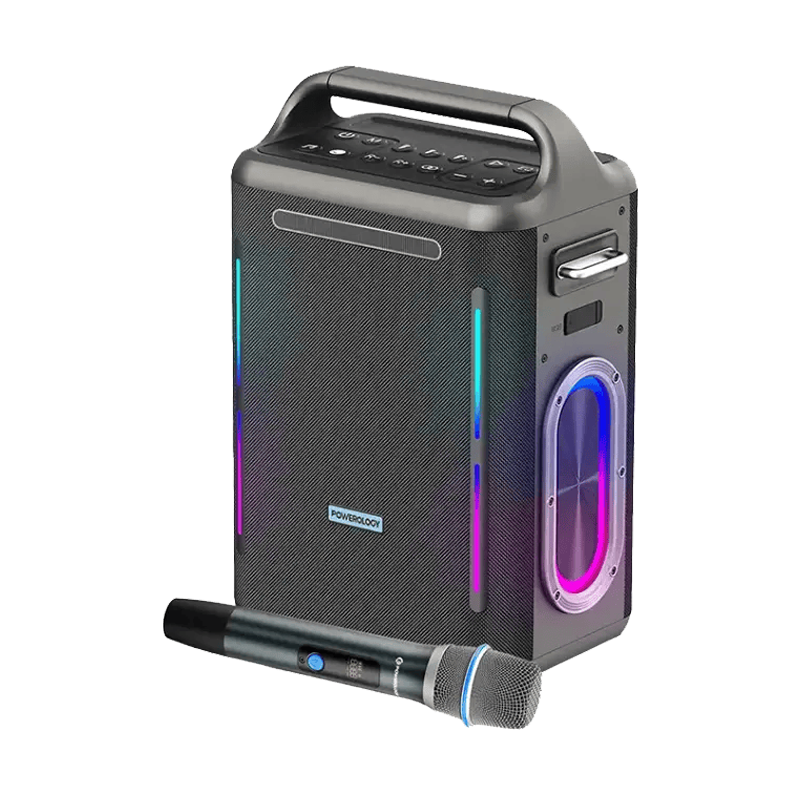 Powerology TWS Karaoke Speaker 200W with Mic and Remote - Silver