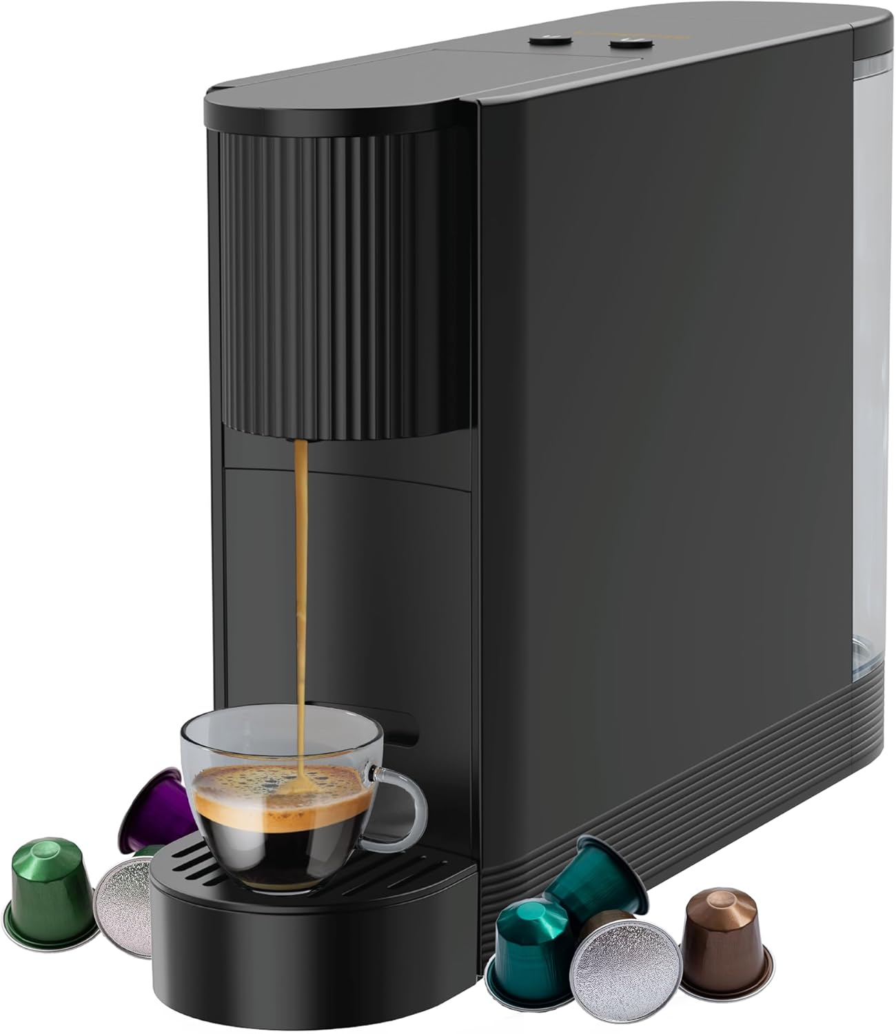 Lepresso Noir Intenso 20 Bar Coffee Machine with 500ml Water Capacity and Cupsule  Storage - Black