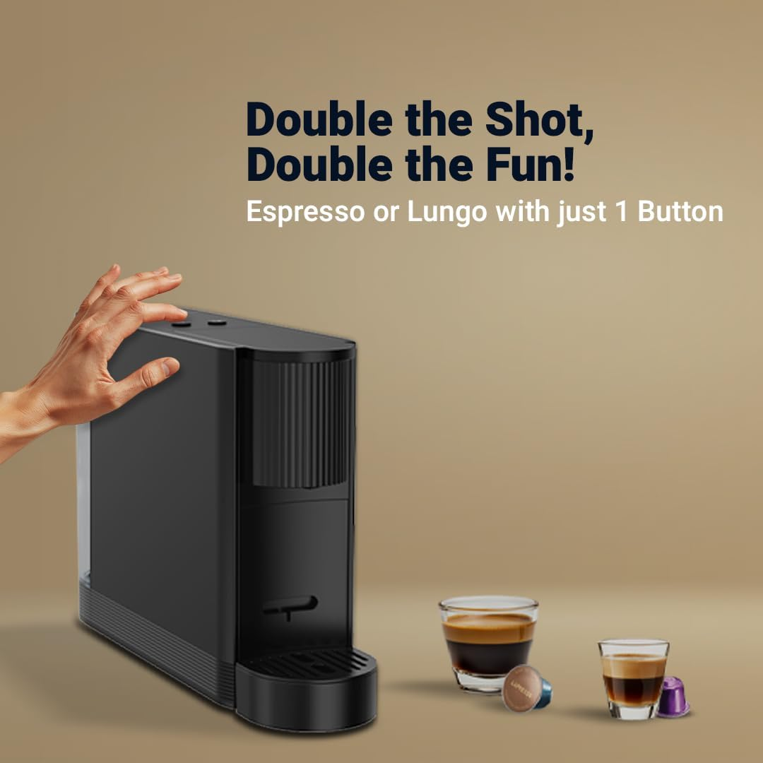 Lepresso Noir Intenso 20 Bar Coffee Machine with 500ml Water Capacity and Cupsule  Storage - Black