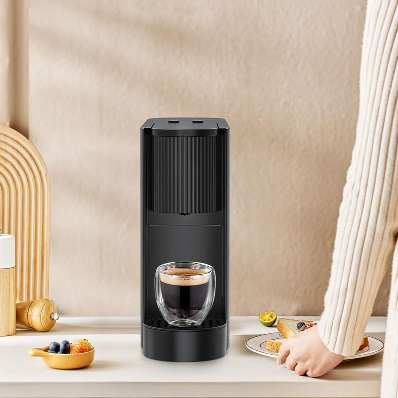 Lepresso Noir Intenso 20 Bar Coffee Machine with 500ml Water Capacity and Cupsule  Storage - Black