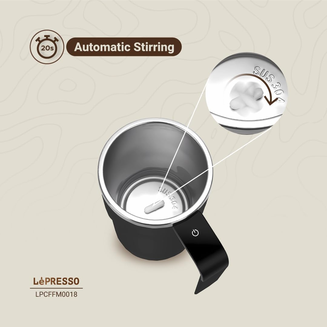 LePresso StirMagic Auto Magnetic Stirring Cup - Black