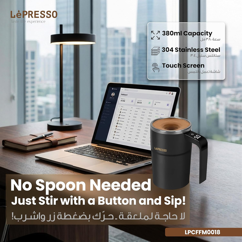LePresso StirMagic Auto Magnetic Stirring Cup - Black