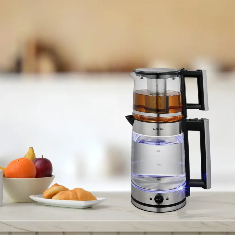 LePresso ThermoBrew 1.8L  Electric Kettle  with 1.2L Turkish Tea Maker - Black