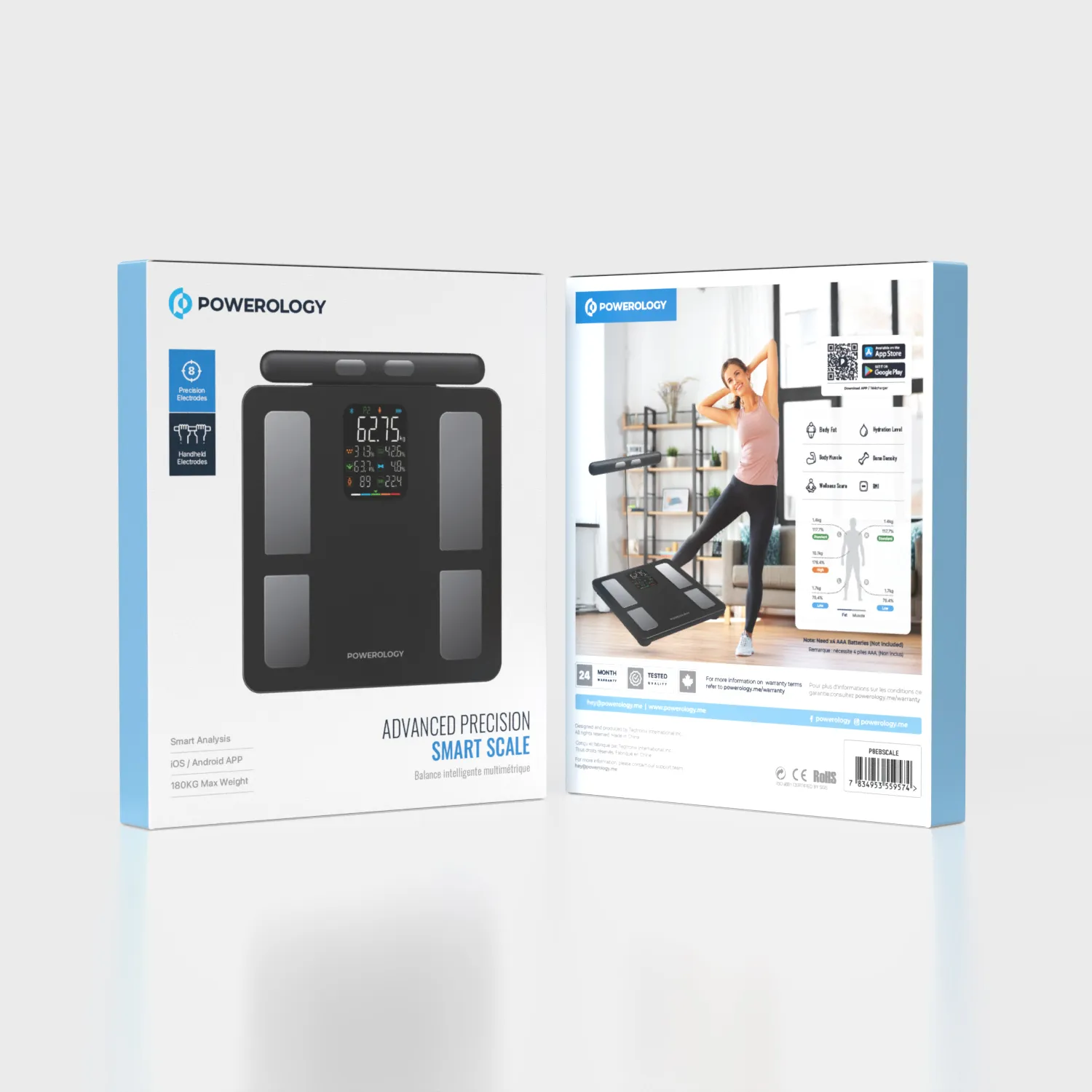 Powerology Advanced Precision 8-Electrode Smart Body Analyzer with Digital Screen Display