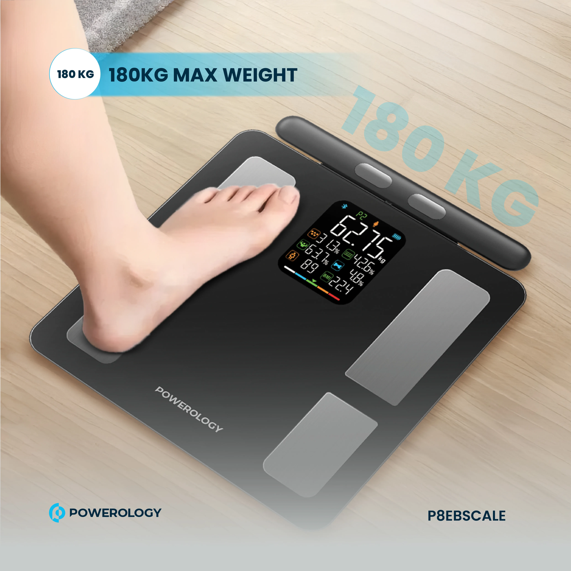 Powerology Advanced Precision 8-Electrode Smart Body Analyzer with Digital Screen Display