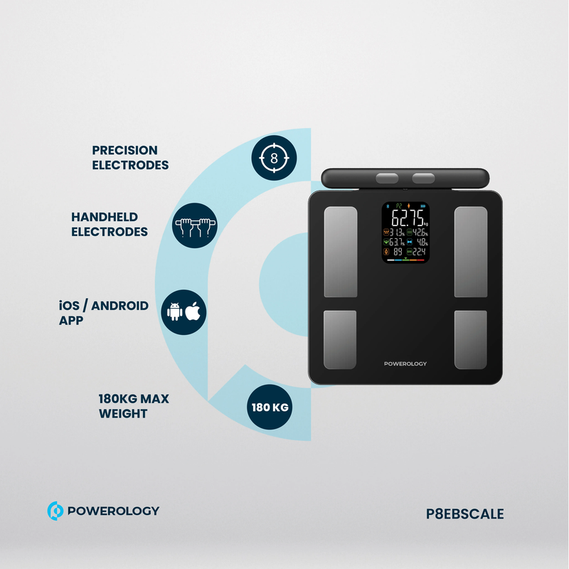 Powerology Advanced Precision 8-Electrode Smart Body Analyzer with Digital Screen Display