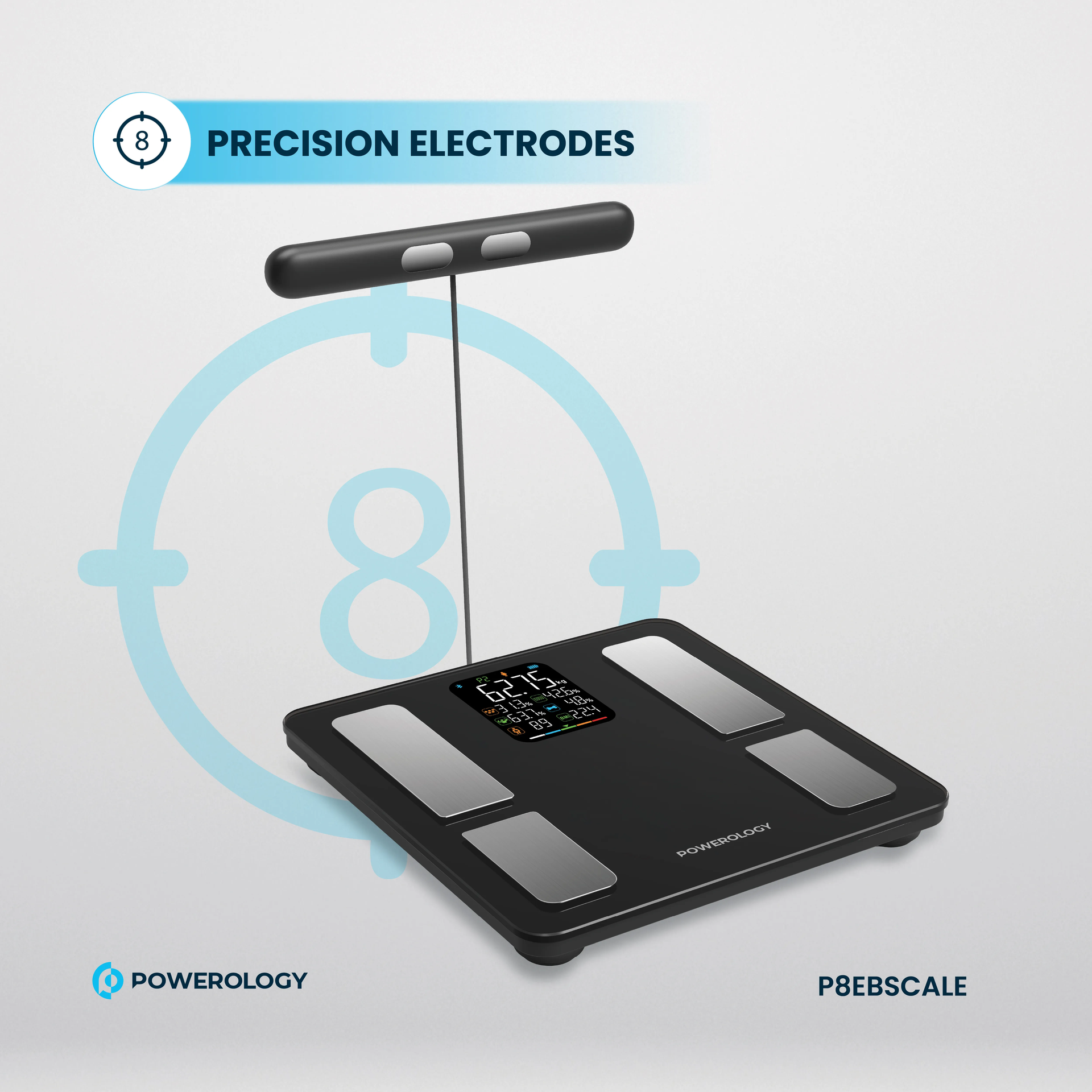 Powerology Advanced Precision 8-Electrode Smart Body Analyzer with Digital Screen Display