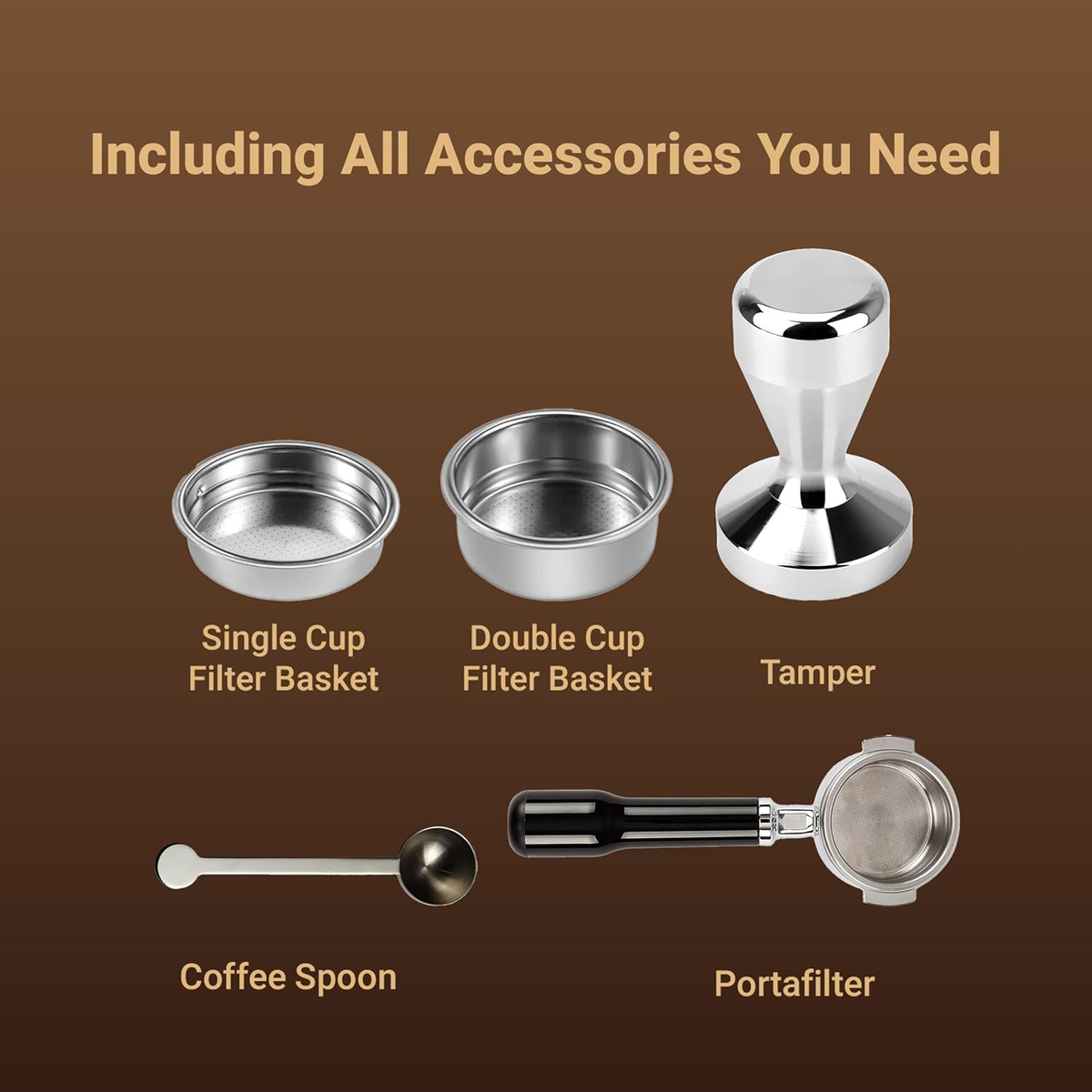 LePresso Commercial-Home Dual Boiler Coffee Machine with Grinder 15- bar ULKA Pump 1.6L - Silver