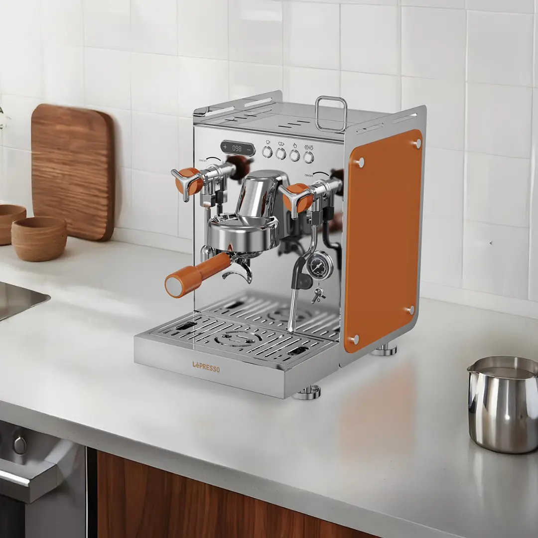 LePresso Commercial-Home Dual Boiler Coffee Machine with Grinder 15- bar ULKA Pump 1.6L - Silver