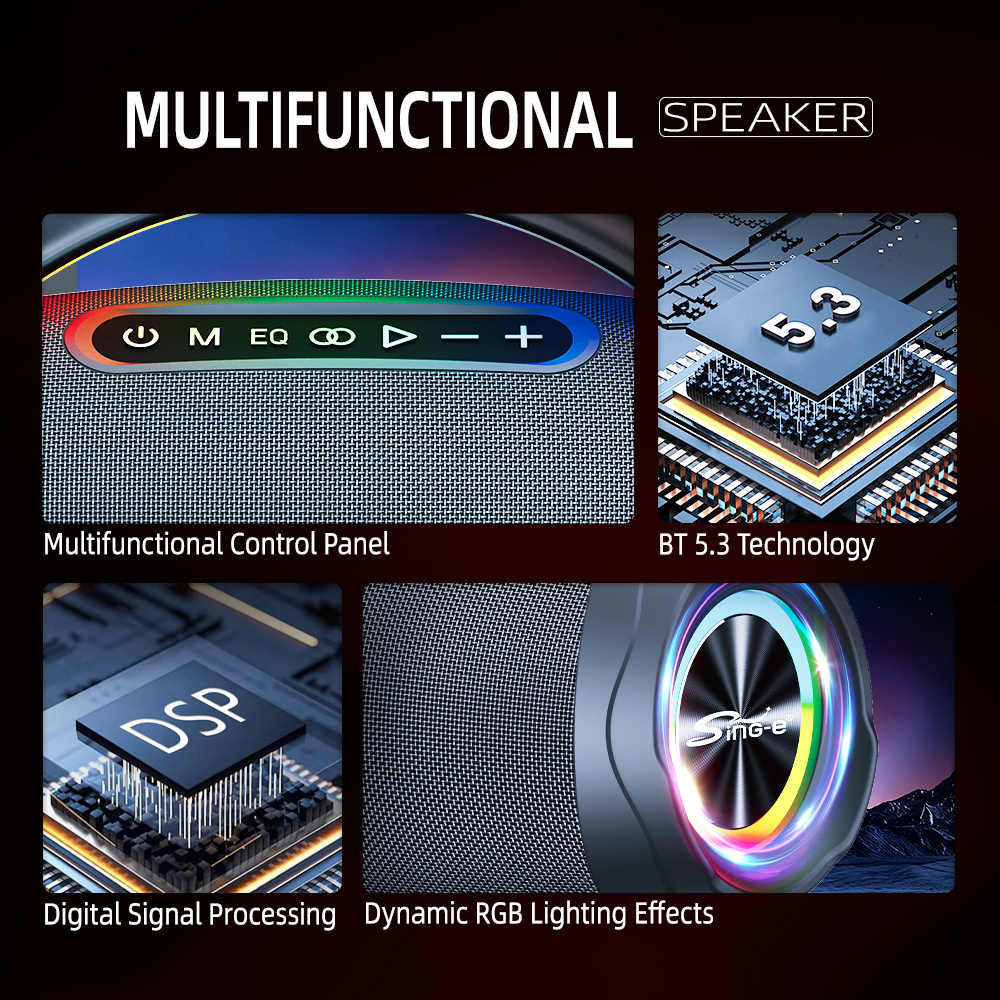 SinG-e  ZQS-V97/ RGB LED+TWO Wireless Microphones+Uesr manual +Straps  Light Adapter  200W