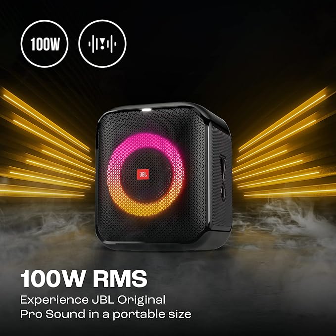 سماعة JBL PartyBox Encore Essential المحمولة للحفلات بتقنية Bluetooth وقدرة 100W – أسود