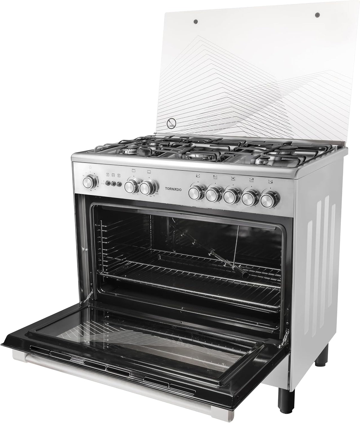 Tornado 90X60Cm Freestanding Cooker Full Gas Cooking Range With 5 Burners, Automatic Ignition & Full Safety 9T10Brc1X01Sg