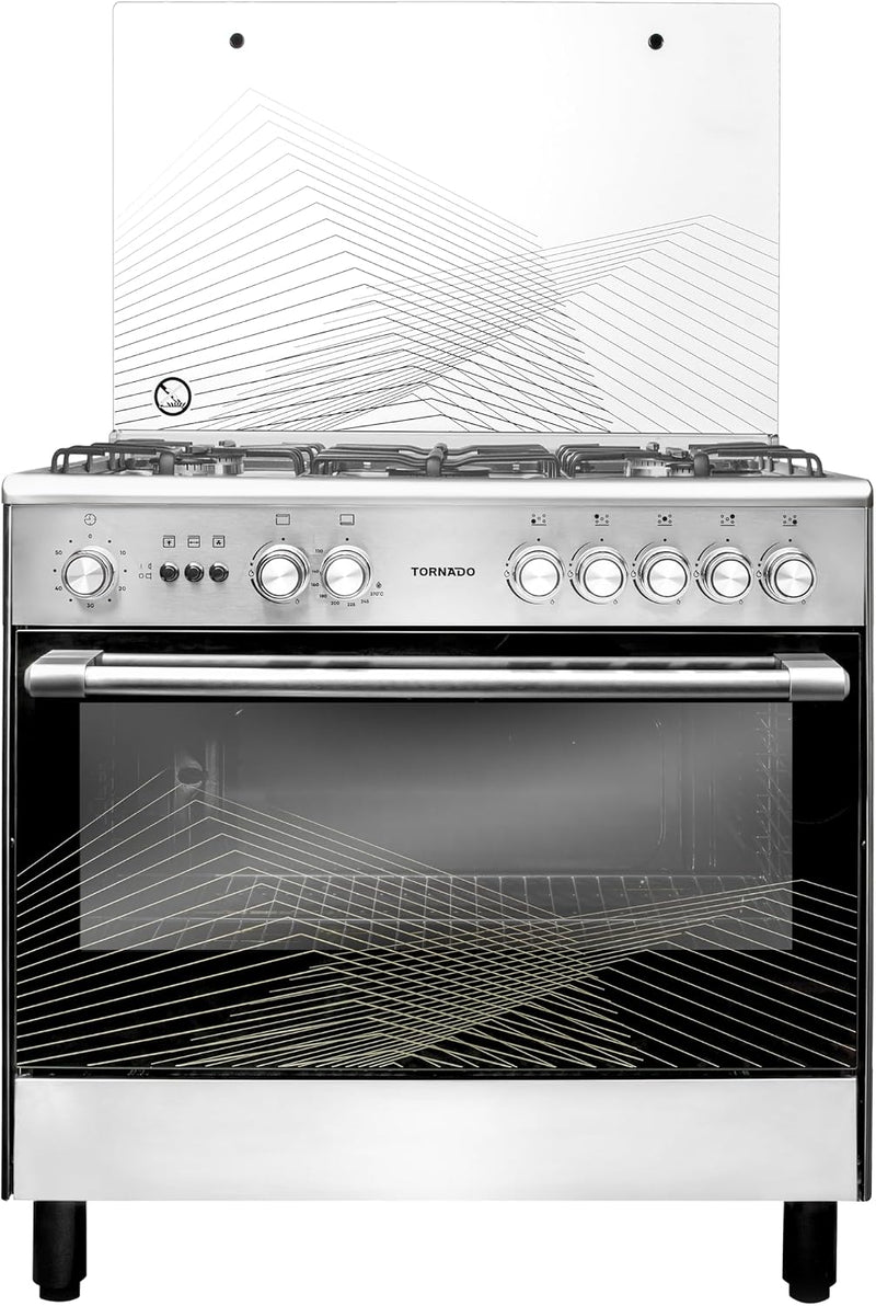 موقد مستقل Tornado 90X60 سم كامل الغاز مع 5 شعلات، إشعال أوتوماتيكي وأمان كامل 9T10Brc1X01Sg-1