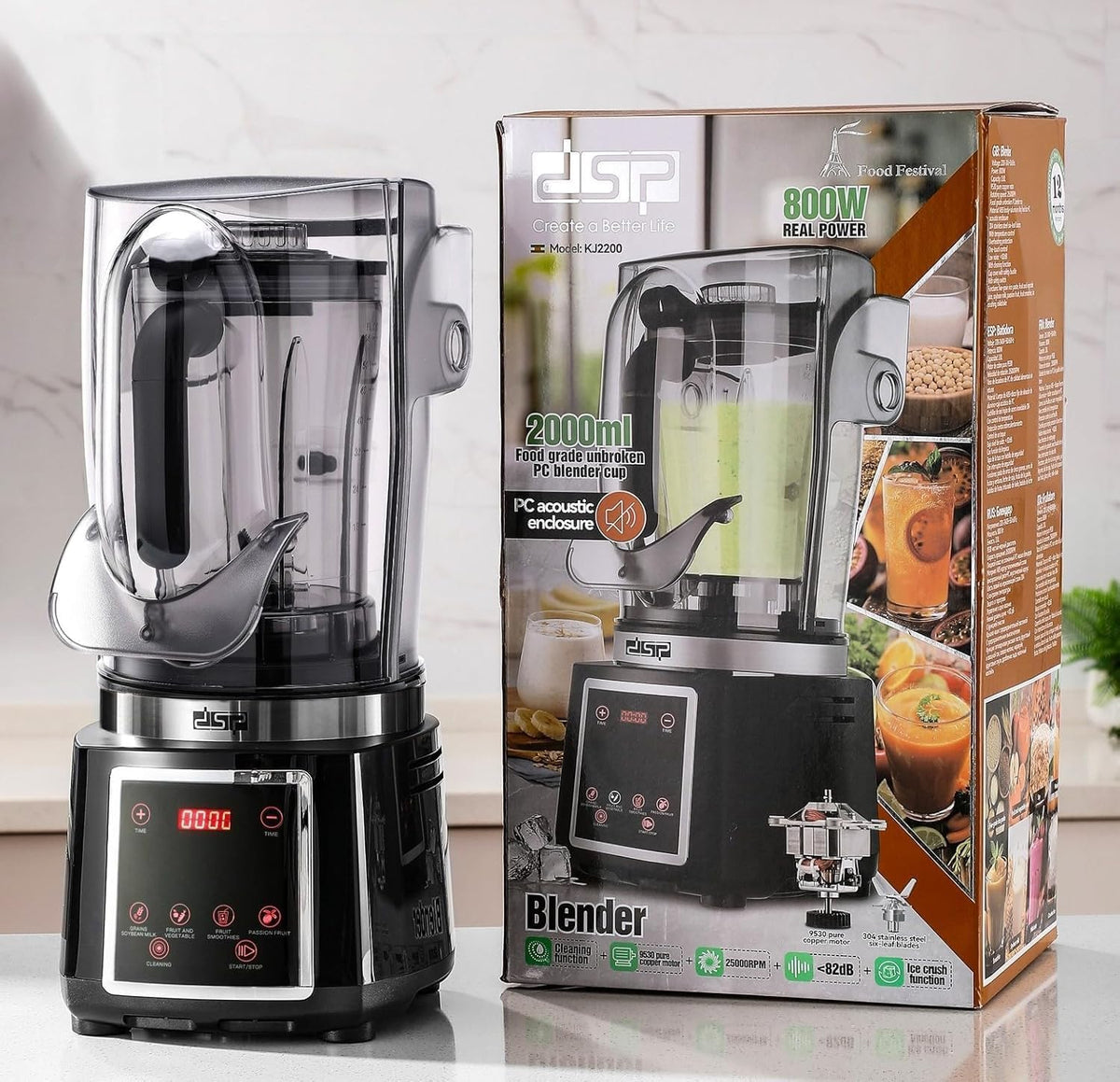DSP KJ2200 800W Professional Blender Pro 2L For Ice Crushing Smoothie Crushing-4