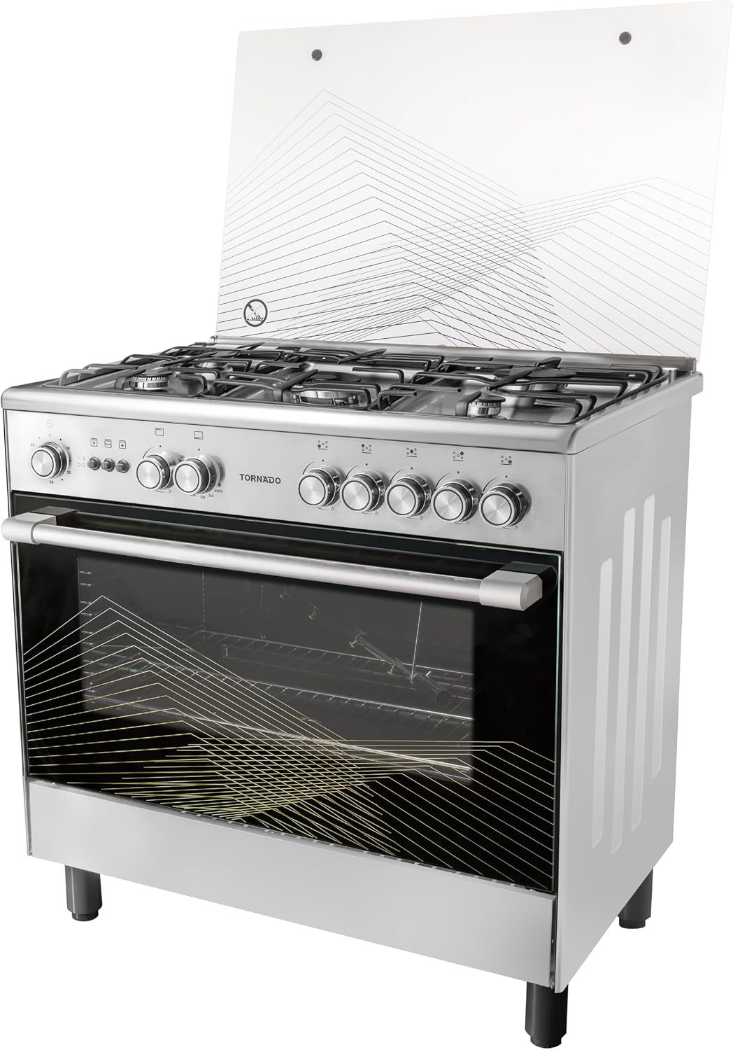 Tornado 90X60Cm Freestanding Cooker Full Gas Cooking Range With 5 Burners, Automatic Ignition & Full Safety 9T10Brc1X01Sg