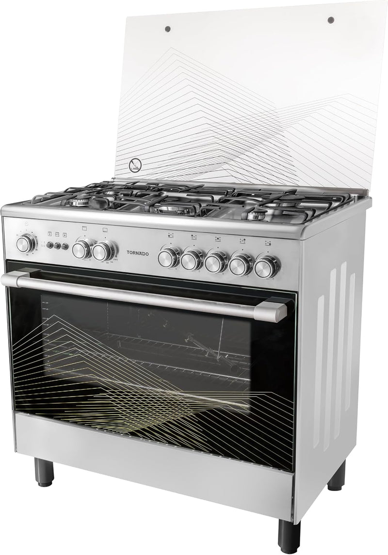 موقد مستقل Tornado 90X60 سم كامل الغاز مع 5 شعلات، إشعال أوتوماتيكي وأمان كامل 9T10Brc1X01Sg-6