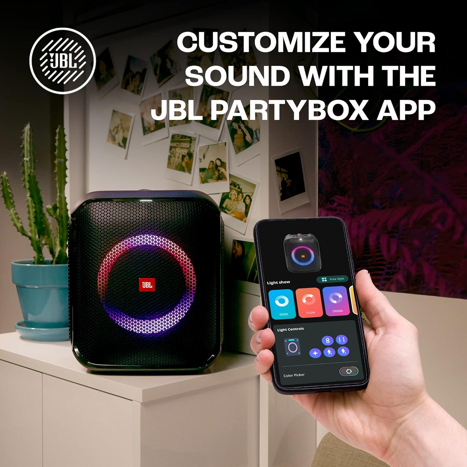 سماعة JBL PartyBox Encore Essential المحمولة للحفلات بتقنية Bluetooth وقدرة 100W – أسود