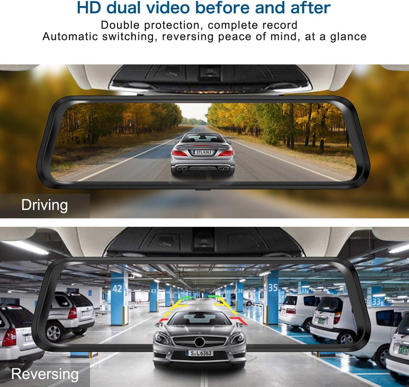 لينوفو Lenovo مرآة سيارة مع كاميرا تسجيل – Dash Cam WiFi، تصوير HD، شاشة لمس-6