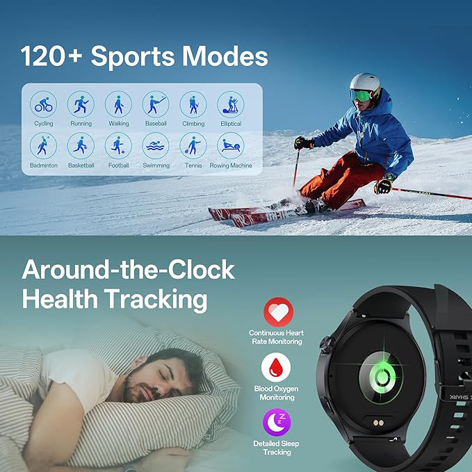ساعة Black Shark A3 الذكية مع مكالمات Bluetooth وشاشة 1.53 بوصة وبطارية حتى 14 يوم – أسود