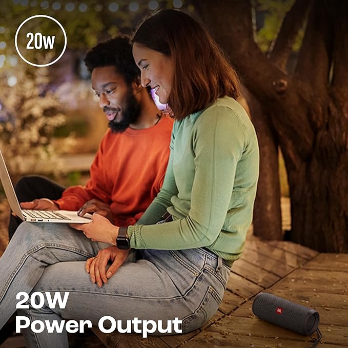 سماعة JBL Flip Essential 2 المحمولة بتقنية Bluetooth بقدرة 20W ومقاومة للماء IPX7 – رمادي