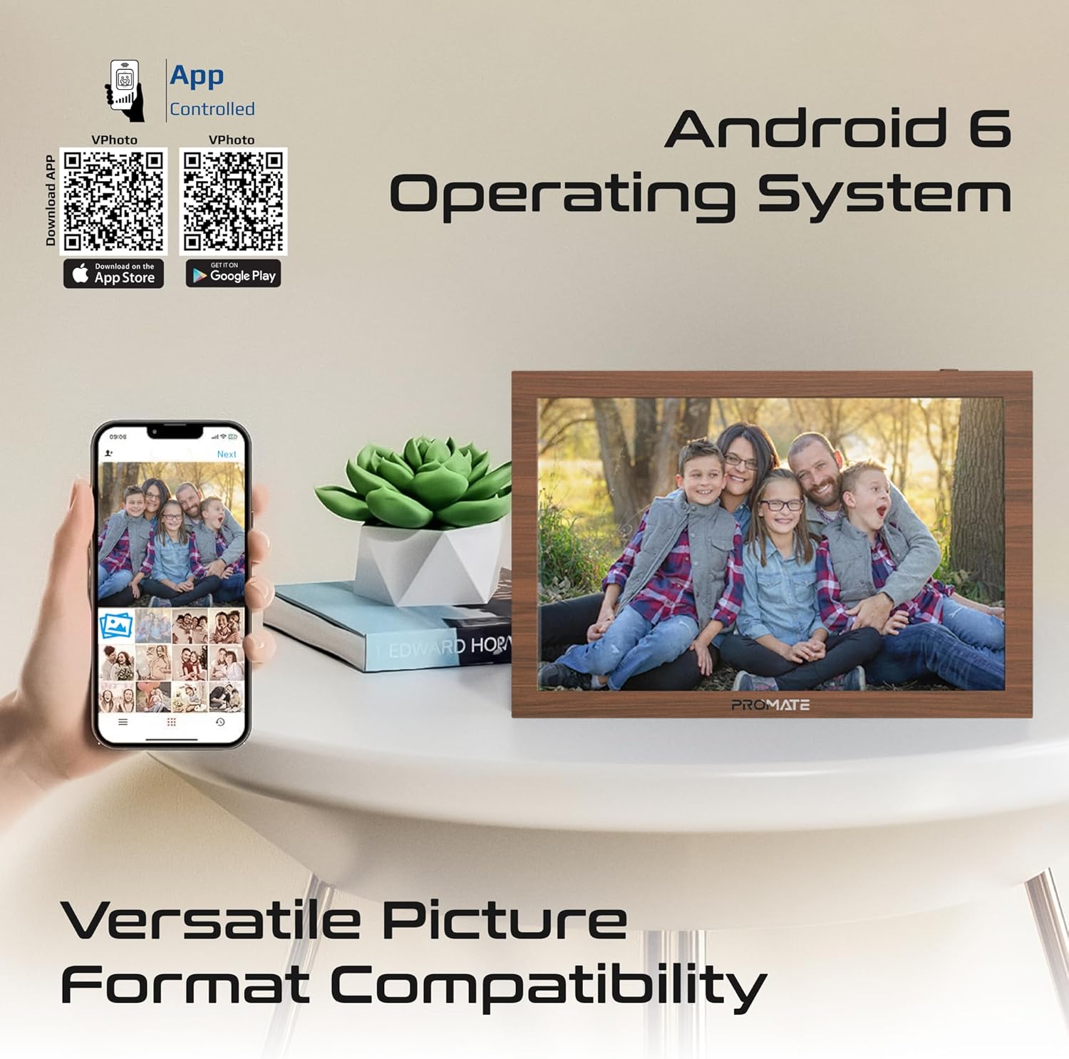 PROMATE Memoria-15.6" إطار صور رقمي متعدد الوسائط بدقة Full HD، بسعة 32Gb