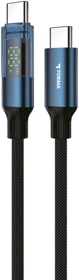 Torima Fast Charging Cable – Type-C to Type-C / Type-C to Lightning with LED Screen  U22 BLACK