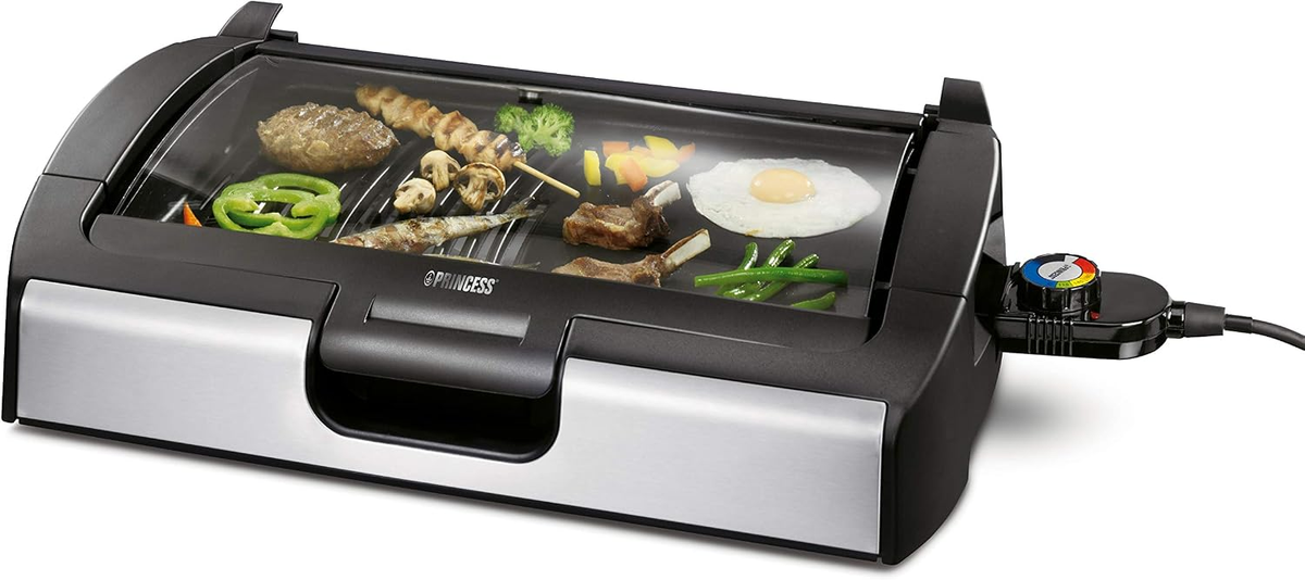 Princess Table Top Grill, Black/Silver,