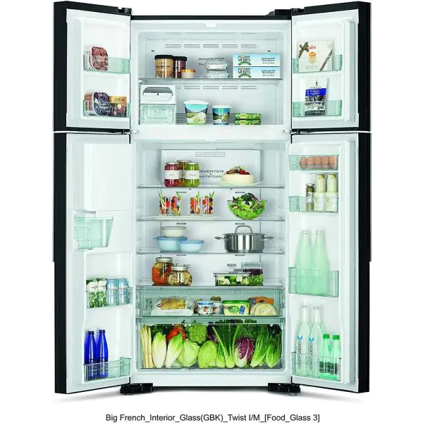 Hitachi Rw760Puk74Gbk Hitachi 760Ltr French Door Refrigerator Made In Thailand Glass Black