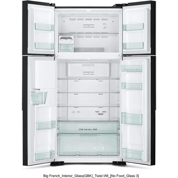 Hitachi Rw760Puk74Gbk Hitachi 760Ltr French Door Refrigerator Made In Thailand Glass Black