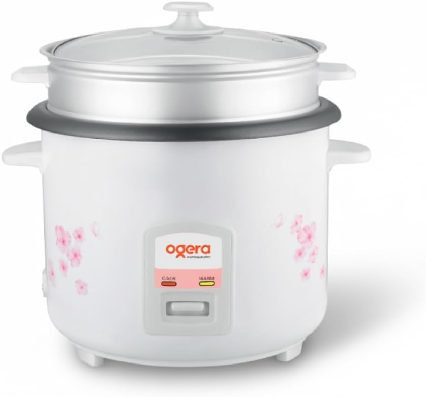 Ogera Rice Cooker 2.2L Capacity Non-Stick Pot Cook & Warm Functions Glass Lid OG9501RC