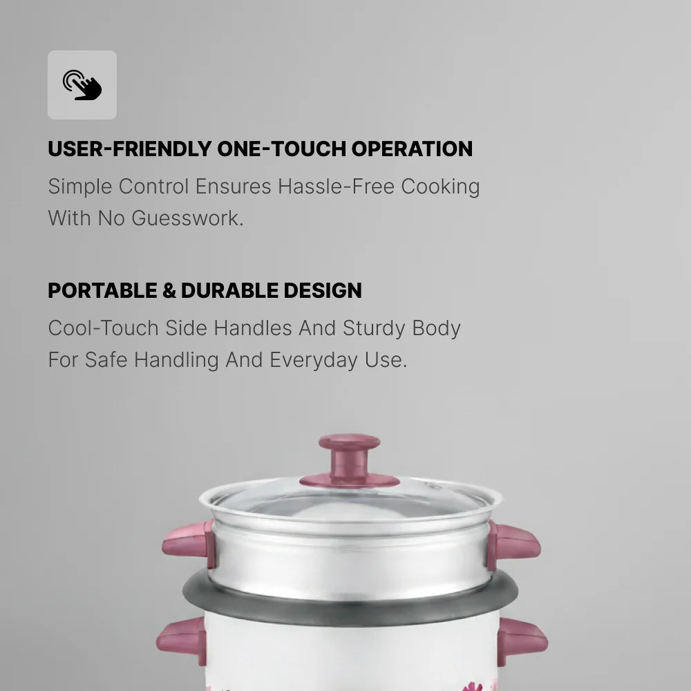 Ogera Rice Cooker 1L Capacity Non-Stick Inner Pot Auto Cook and Keep Warm Function OG9502RC