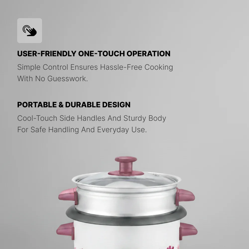 Ogera Rice Cooker 1L Capacity Non-Stick Inner Pot Auto Cook and Keep Warm Function OG9502RC