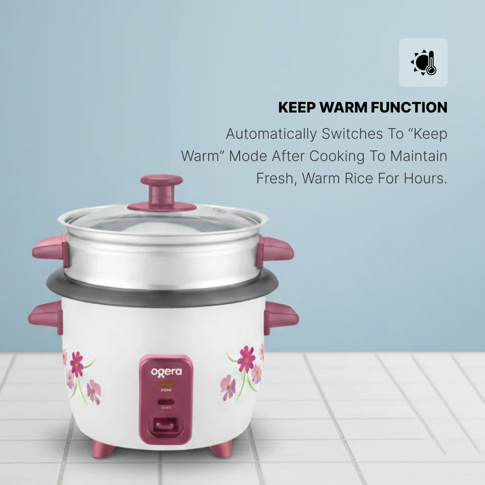 Ogera Rice Cooker 1L Capacity Non-Stick Inner Pot Auto Cook and Keep Warm Function OG9502RC