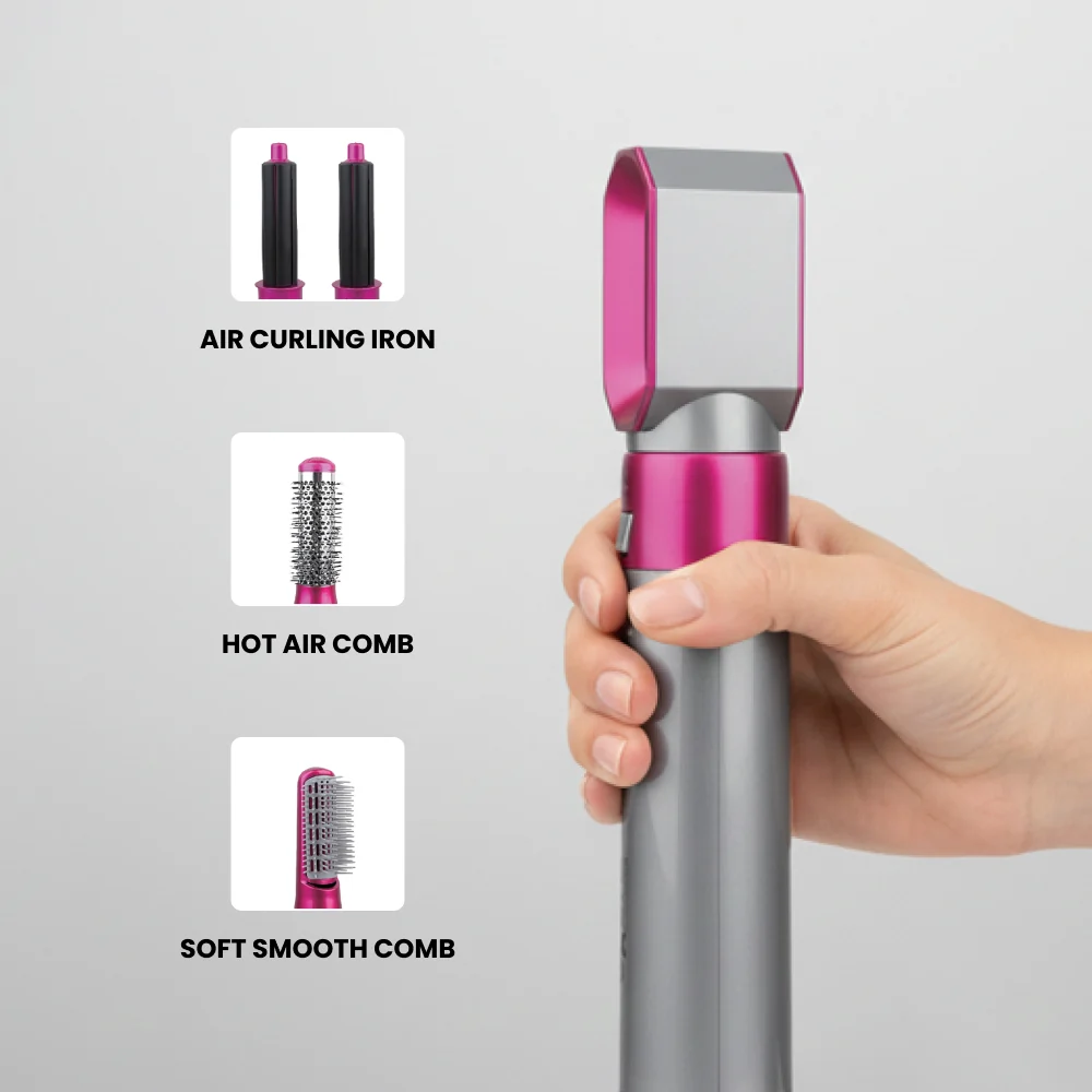 Ogera Hair Styler 5 in 1 Set Multi Styling Hot Air Brush OG2400HS Grey & Pink