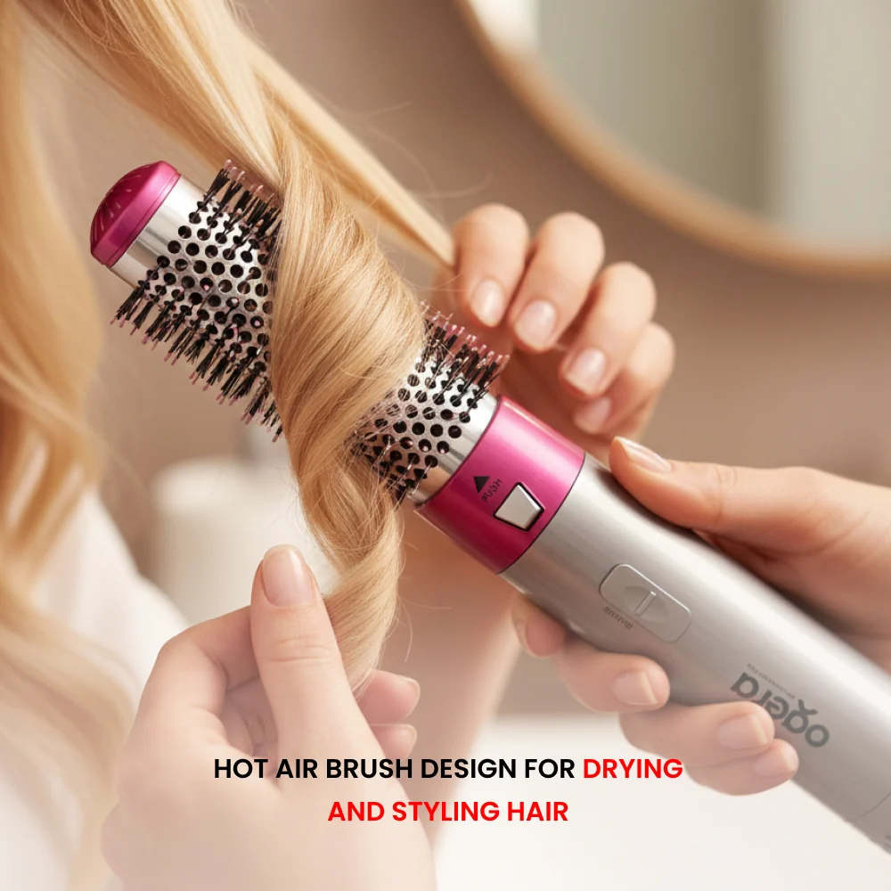 Ogera Hair Styler 5 in 1 Set Multi Styling Hot Air Brush OG2400HS Grey & Pink