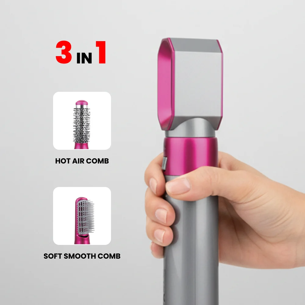 Ogera Hair Styler 3 in 1 Set with Detachable Heads Hot Air Brush 1000W OG2401HS Grey & Pink
