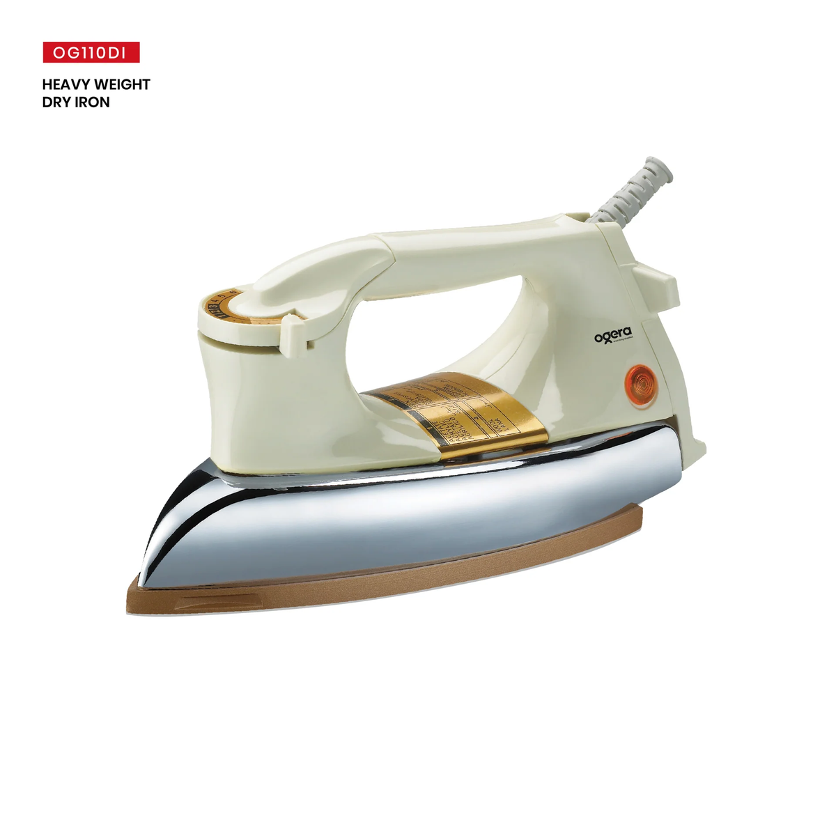 OGERA OG110DI HEAVY WEIGHT DRY IRON 2.25kg Non-Stick Soleplate