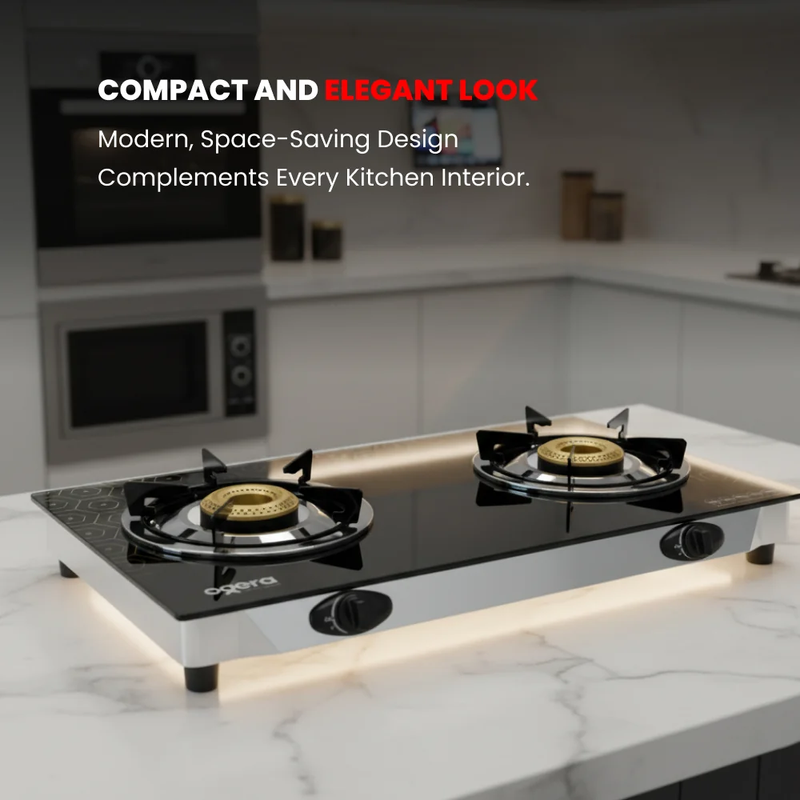 Ogera 2-Burner Gas Stove OG3014GC5 Prong Cast Iron Pan Support