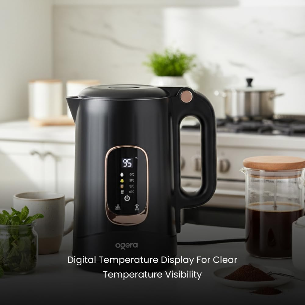 Ogera 1.8L Electric Kettle with Digital Temperature Display Auto ShutOff & BoilDry OG1512EK