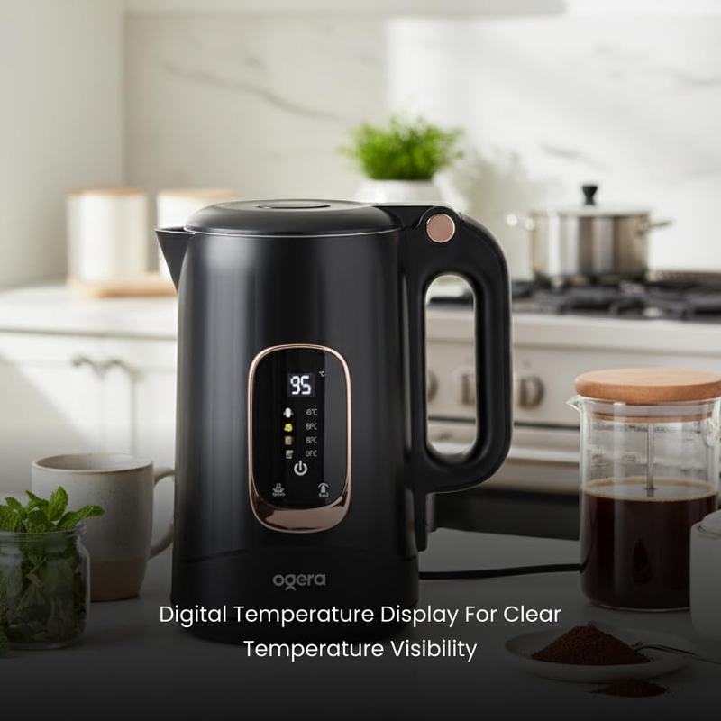 Ogera 1.8L Electric Kettle with Digital Temperature Display Auto ShutOff & BoilDry OG1512EK