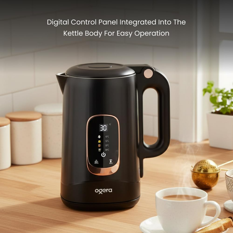 Ogera 1.8L Electric Kettle with Digital Temperature Display Auto ShutOff & BoilDry OG1512EK