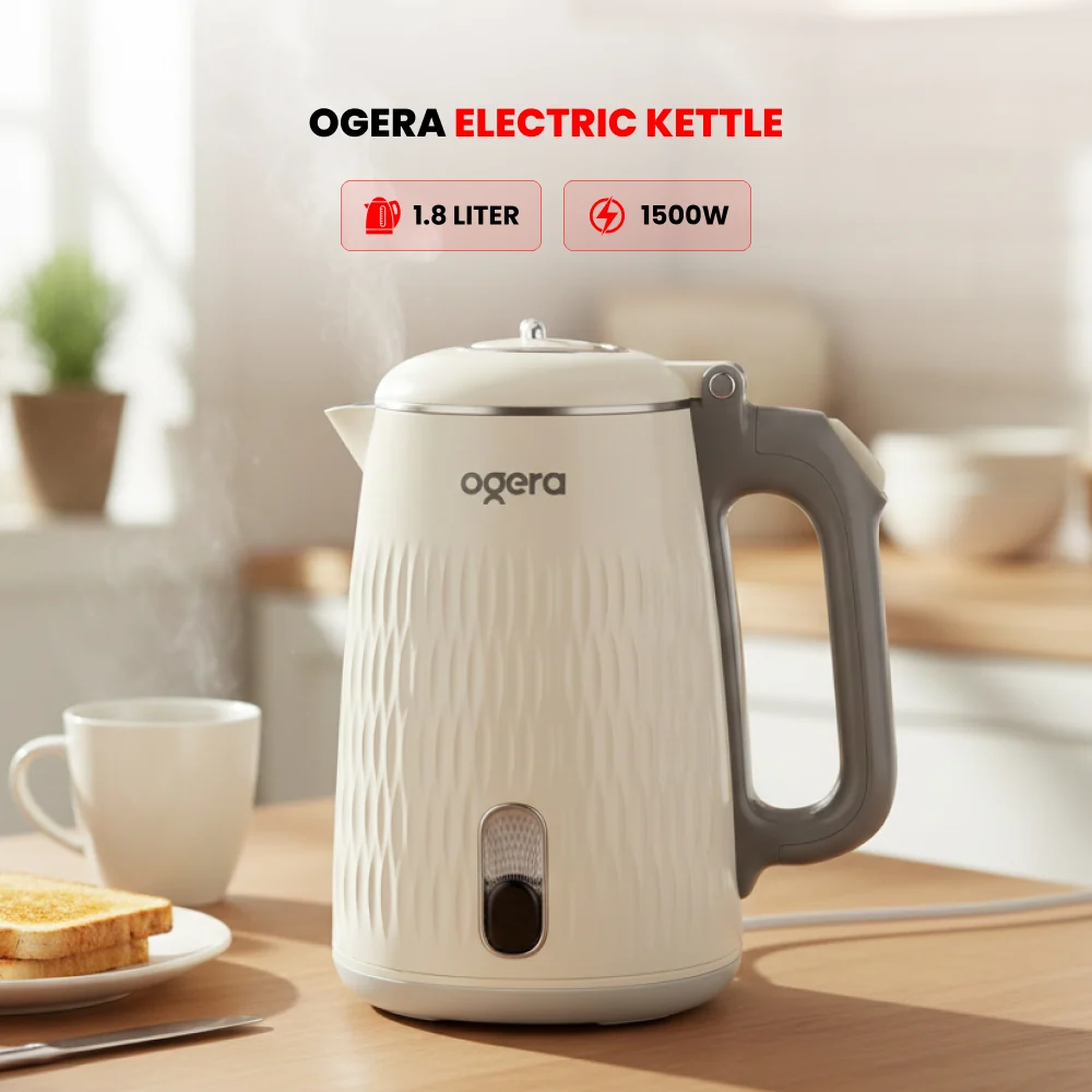 Ogera Electric Kettle  Cool-Touch Safe Boil 1.8L Capacity 1500W OG1513EK